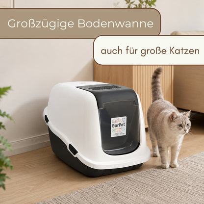 Katzenklo mit Deckel Katzentoilette Geschlossen mit Haube kippbar Katzen Klo große Unterschale Katzenklo Groß Katzen Toilette XL mit Aktivkohlefilter Katzenzubehör
