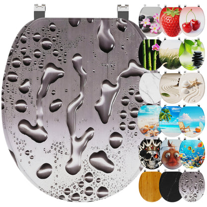 WC-Sitz mit Absenkautomatik, Toilettendeckel O-Form in Viele Motiven Klodeckel Einfache Montage, Leicht zu Reinigen, ca. 46 x 37cm