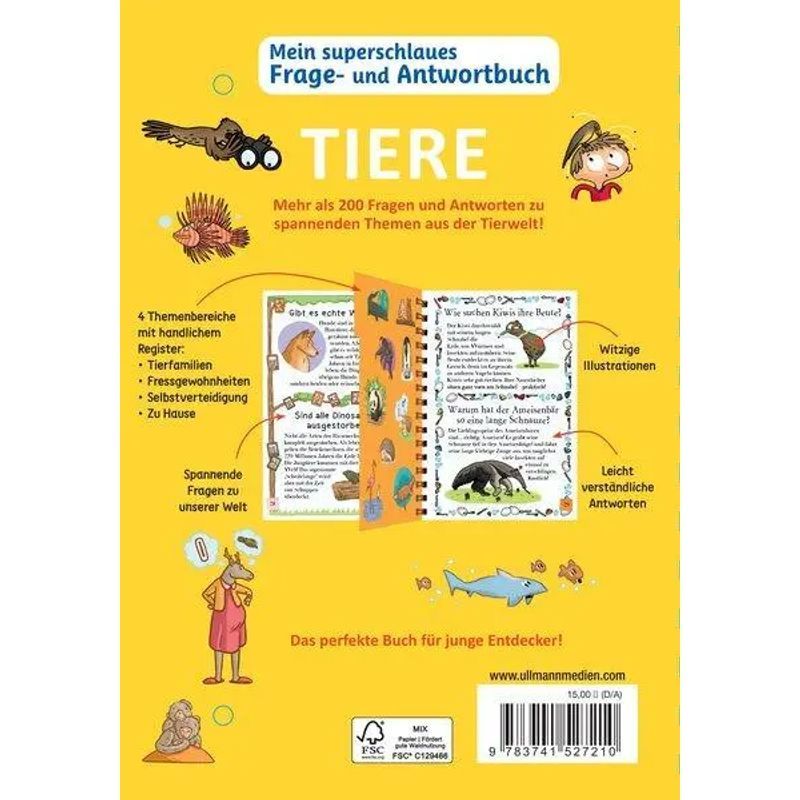 Mein superschlaues Frage und Antwortbuch Tiere - Mehr als 200 Fragen und Antworten zu spannenden Themen - Sophie De Mullenheim - Buch - 112 S. - Deutsch - 2023 - Ullmann Medien GmbH - EAN 9783741527210