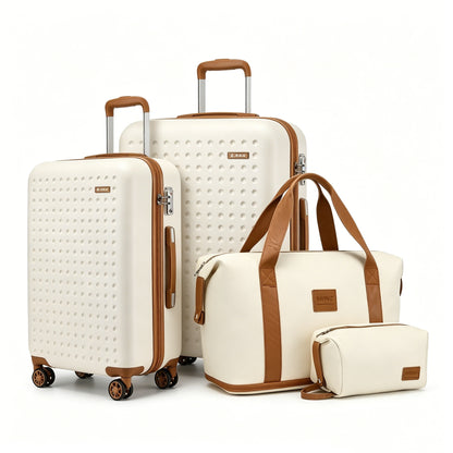 2/4-teiliges 24-Zoll 28-Zoll Gepäckset, blauer Polka Dot ABS+PC Hartschalen-Koffer mit TSA-Schloss, Reise Camping Schulanfang Geschenk