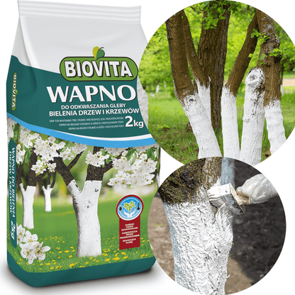Kalkhydrat zur Aufhellung von Bäumen, Sträuchern und zur Bodenentsäuerung, 2 kg Biovita