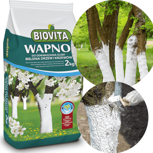 Kalkhydrat zur Aufhellung von Bäumen, Sträuchern und zur Bodenentsäuerung, 2 kg Biovita