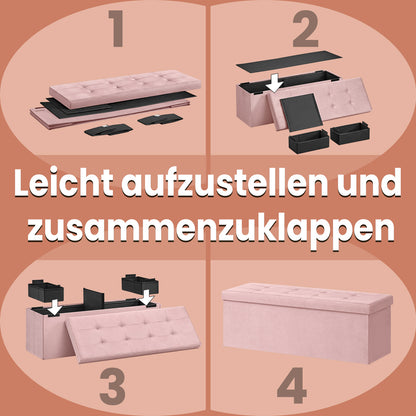 Sitzhocker, Aufbewahrungsbox mit Stauraum, klappbare Sitzbank, bis 300 kg belastbar, für Wohnzimmer Schlafzimmer Flur