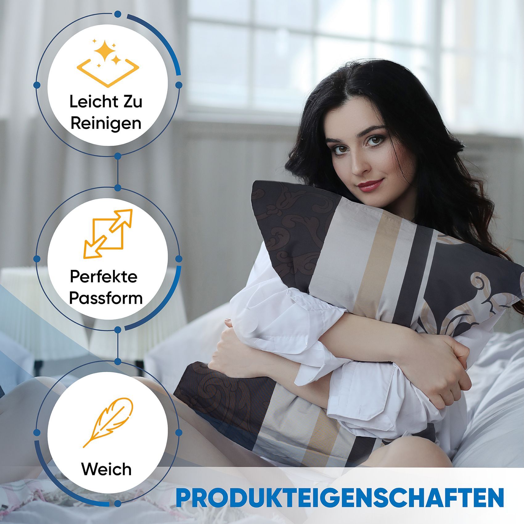 Bettwäsche 135x200 4teilig - Bettwäsche Set Allergiker geeignet - Bettbezug 135 x 200 & Kissenbezug 80x80 | modern & hochwertig