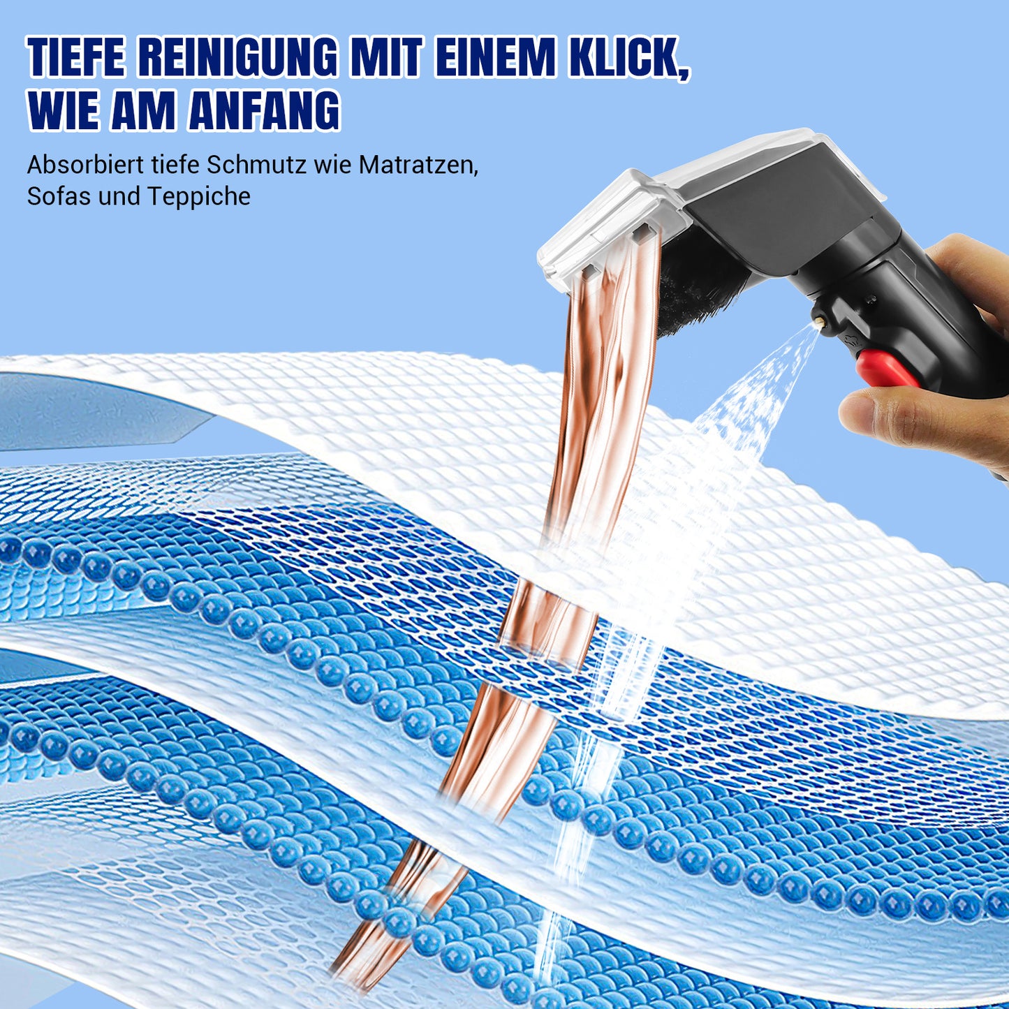 Trocken- und Nassfleckenreiniger, Tragbarer Teppich- & Polsterreiniger Sofa- und Teppichreinigungsgerät Waschstaubsauger, leichter handgehaltener Bodenfleckenentferner mit doppeltem Wassertank für Teppich- und Sofareiniger & Auto