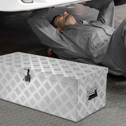 Truckbox Werkzeugkasten Aufbewahrungsbox Aluminiumkoffer Transportbox, Zugvorrichtungskasten für Autoanhänger LKW Nutzfahrzeuge Aufbewahrungsbox Werkzeugkasten Gurtbox Aluminiumbox 38L/60L/80L/170L Schwarz/Silberfarben