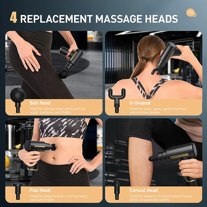 Tragbares Hand-LCD-Massagegerät mit 5 austauschbaren Aufsätzen für die perfekte Ganzkörpermassage. Tragbares professionelles Massagegerät zur Körperentspannung  für den Heimgebrauch