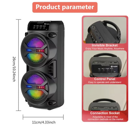 Lautstarker kabelloser Lautsprecher: Dieser tragbare Karaoke-Lautsprecher verfügt über RGB-Beleuchtung, unterstützt TWS-Stereo-Pairing und ein Mikrofon und ist kompatibel mit TF-Karten, USB-Mikrofonen und FM-Radio. Er ist perfekt für Partys, Outdoor-Aktiv
