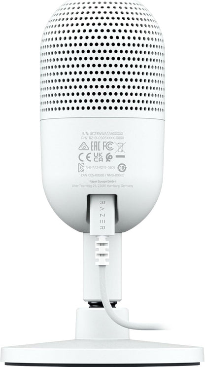 Razer Seiren Mini - USB Kondensator-Mikrofon für Streaming (Kompakt mit Supernieren-Richtcharakteristik, neigbarer Ständer, Integrierter Schockdämpfer) Mercury, Weiß, Lieferung aus Deutschland