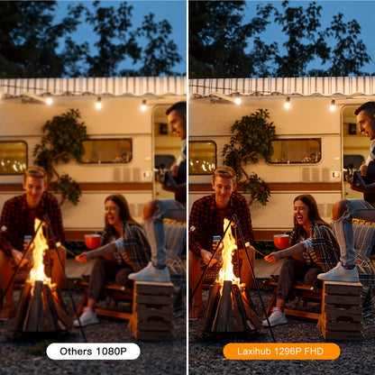 2 Stück LaxiHub Außen-Sicherheitskamera, 3MP 1296P Videoauflösung, CCTV-Kamera für Heimüberwachung mit Cloud/SD (bis zu 256G), KI-Bewegungserkennung, Spotlight, Farbnachtsicht, Zwei-Wege-Audio & App-Steuerung