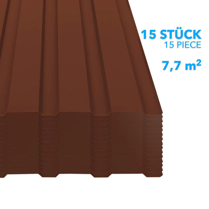 Trapezblech Set 15 Stück – 7,7 m² Wand & Dach – 115x45 cm Profilblech inkl. Befestigungsschrauben – 0,25 mm stark