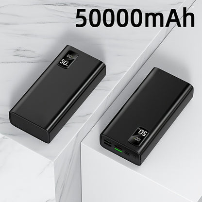 50000mAh Powerbank mit großem Speicher, LED-Power-Display, Typ-C-Schnellladung, USB/Micro-Schnittstelle, Super-Schnelllade-Powerbank, geeignet zum Aufladen von Handys aller Marken, abnehmbare Notfall-Akku-Powerbank für Outdoor-Aktivitäten, Geschenk