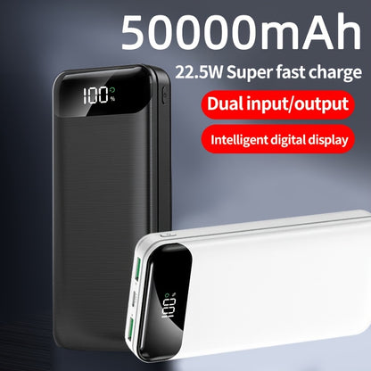 Tragbares Powerbank mit hoher Kapazität 50000mAh, 22,5W Super-Schnellladung, Typ-C/Micro Dual-Schnittstelle, zwei USB-Anschlüsse können zwei Geräte gleichzeitig aufladen, mit LED-Display, leicht  schlank, tragbarer Notstrom-Akku für den Außenbereich, Gesc