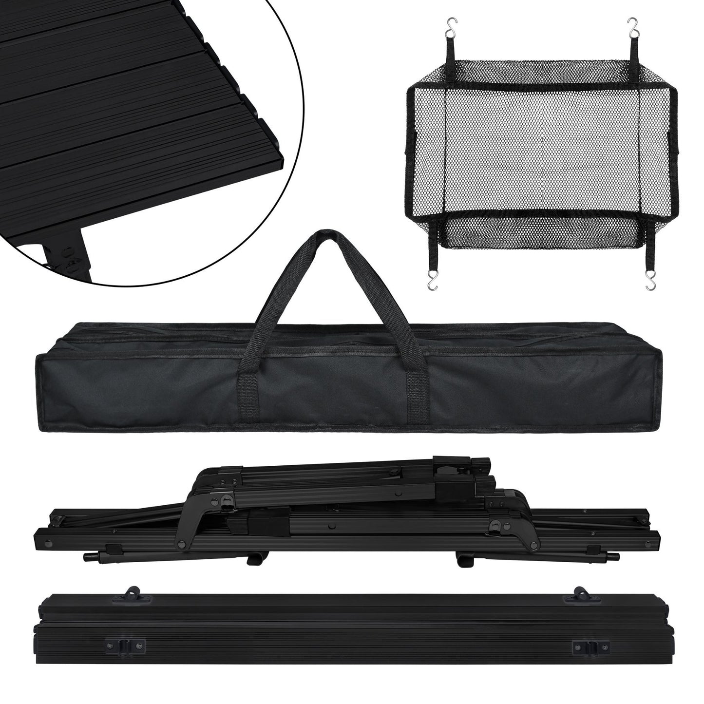 Aluminium Klapptisch Campingtisch, 90 x 52 cm, höhenverstellbarer Reisetisch mit Tragtasche für Picknick  Outdoor