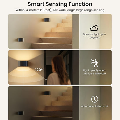 [2 Stück] Akku-Wandlampe für den Innenbereich mit Bewegungssensor, Fernbedienung, 3 Farben, Wandlicht, LED-Wandleuchte für den Innenbereich mit Auf-  Abstrahlung, 3 Modi, wiederaufladbare Akku-Wandlampen, Helligkeit einstellbar