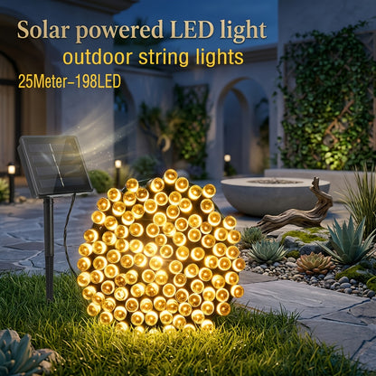 22M/12M 200 LED Kristallkugel Solar Lichterkette 200LED/100LED Outdoor IP65, Solar Außenleuchte, 8 Beleuchtungsmodi, Solar Gartenleuchte, für Garten Terrasse Veranda Hochzeit Party Dekoration Warmweiß
