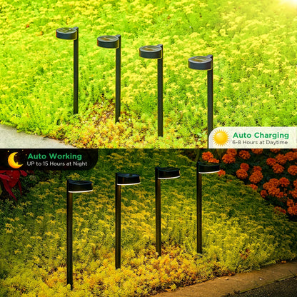 8er-Set Superhelle Solarleuchten für den Garten im Freien mit 12 LEDs und automatischer Ein-/Ausschaltung, bis zu 12 Stunden Solar-Wegeleuchten für Garten, Terrasse, Gehweg-Dekorationen