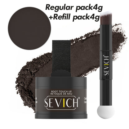 [Lokales Lager] sevich Haaransatz-Puder-Set (Haarschatten-Puder 4g + 4g Nachfüllung + Pinsel) - Natürliches schwarzes & braunes Augenbrauenpuder, mit Pinsel - Wurzel-Retusche, Kanten-Schatten-Auffüllung, langanhaltend, wasserfest - für Männer & Frauen, Va