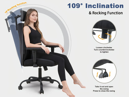 Symino Luxus Bürostuhl Ergonomischer Gaming Stuhl mit Schaukelfunktion und höhenverstellbarem Drehstuhl Gewichtskapazität: 150Kg Erhältlich in Natur- oder Kunstfell