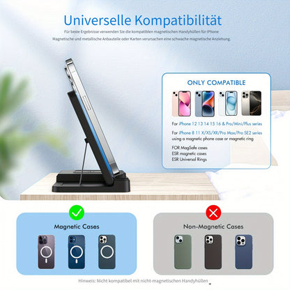 3-in-1 15W kabellose Ladestation, faltbares & tragbares Design für iPhone 17 16 15 14 13 Pro Max/Pro/Mini/Plus, für for  3/2/Pro, für iWatch Ultra10/ 9/8 7/6/5/4/3/2 SE, Geschenke für Familie, Freunde  Liebste, für Weihnachtsgeschenke