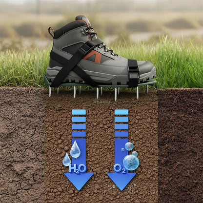 Rasenbelüfter - Manuelle Spikeschuhe mit 4 Gurten | Spikeschuh-Einsätze für Rasenbelüftung | Manueller Vertikaler Belüfter für Garten | Spikeschuhe für Bodenbelüftung mit verstellbaren Gurten | Rasenerneuerung ohne Strom | Bodenpiercer | Garten für Bodenl