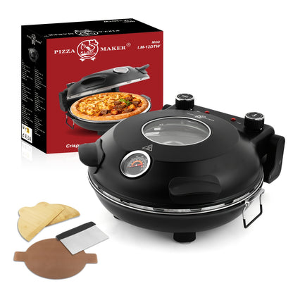 KLAIF Elektrischer Pizzaofen 420 °C, separat einstellbare Ober-  Unterhitze, 31 cm Keramik-Pizzastein, 3tlg. Pizza-Zubehör-Set enthalten, 1200 W