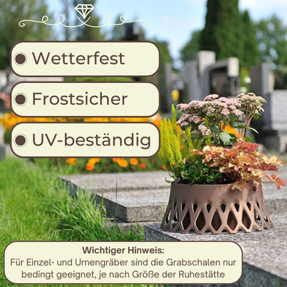 Grabschale mit Selbstbewässerung Grabvase mit Wasserspeicher Pflanzschale als Grabschmuck Blumenschale Groß Grab Vase Friedhof Wetterfest Grabschale Frostsicher