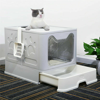 Vollständig abgedeckte Katzenlitterbox, Anti-Spritz- und Anti-Spritz-Box, leicht zu reinigende Katzenlitterbox für Katzen bis zu 10 kg