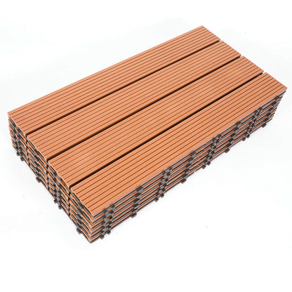 1M² WPC Terrassenfliesen 30X30Cm/60X30Cm UV-beständig für Garten und Balkon /Braun/Tek /Dunkelbraun Geeignet für den Innen- und Außenbereich Wasserdichte Bodenbeläge für Balkon und Terrasse Barfuß Leicht zu montierende Klickfliesen Set mit Drainagefunktio