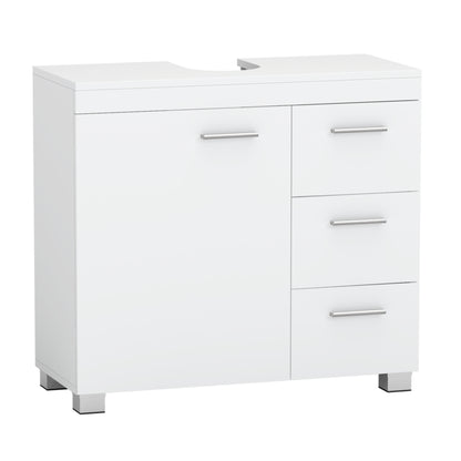 Waschbeckenunterschrank,Badschrank, 30 x 70 x 64 cm, wolkenweiß, 3 große Schubladen, Badezimmerschrank, 2 Fächer hinter der Tür, Badezimmer-Unterschrank mit Füßen