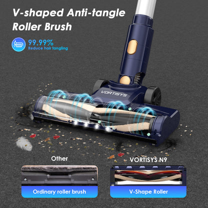 60KPA Akku Staubsauger, Cordless Vacuum Cleaner with Smart Display And Charging Station, Lightweight Anti-Tangle Vacuum Cleaner, Super Quiet Cordless Vacuum Cleaner for Hard Floors Carpets Pet Hair