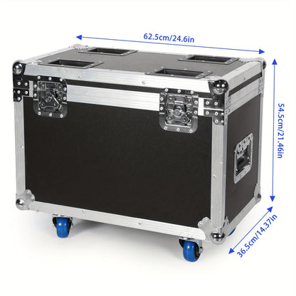 Schwarzer Flugkoffer 62,5*36,5*54,5cm mit EVA-Schaum-Trennwand, PE-Leder für 2 Stk. Moving-Head-Licht, Bühnenlicht-Flugkoffer, sturzsicher, langlebig