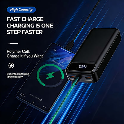 50000mAh High-Power Powerbank, 66W Schnelllade Powerbank mit 2 USB- und Type-C-Anschlüssen für schnelles bidirektionales Laden, ausgestattet mit einem intelligenten LED-Display und einer Power-Taste, ideal für Reisen, Camping und Notfallladung für Handys