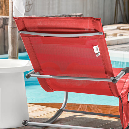 1 Stück Sonnenliege Gartenliege Relaxliege Schaukelliege Liegestuhl Outdoor mit Kopfkissen Ergonomische Liegefläche Wetterbeständiges Gewebe Metallgestell Seitentasche Bis 150 kg Terrasse Balkon Garten Camping 150x87x63cm
