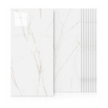 Selbstklebende PVC-Fliesen in Marmor-Optik, weiß, 10 Stück, 60×30 cm – starke, wasserdichte, glänzende Wandpaneele, schnelle Klebeharz-freie Installation, für Küche, Badezimmer, Flur, 1,8 m²
