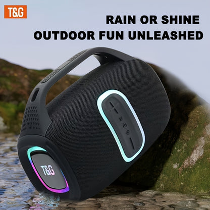 T&G Tragbarer kabelloser Lautsprecher – 24W HD-Sound mit bunten LED-Lichtern | 3600mAh Akku | IPX4 wasserfest | 10,06 Meter kabellose Reichweite | Freisprechanrufe | Mehrfachwiedergabe (TF-Karte/USB/Kabellos/AUX) | Perfekt für Outdoor, Reisen & Partys | K