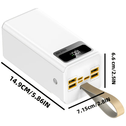80000mAh/100000mAh Powerbank, 22,5W Super-Schnellladung, Ultra-Großkapazität Powerbank, Intelligente Digitalanzeige, Leder-Trageschlaufe, Outdoor-Camping-LED-Licht, Reise-Notstromversorgung, Geeignet für Handys, Android  Digitale Geräte, Kann Mehrere Gerä