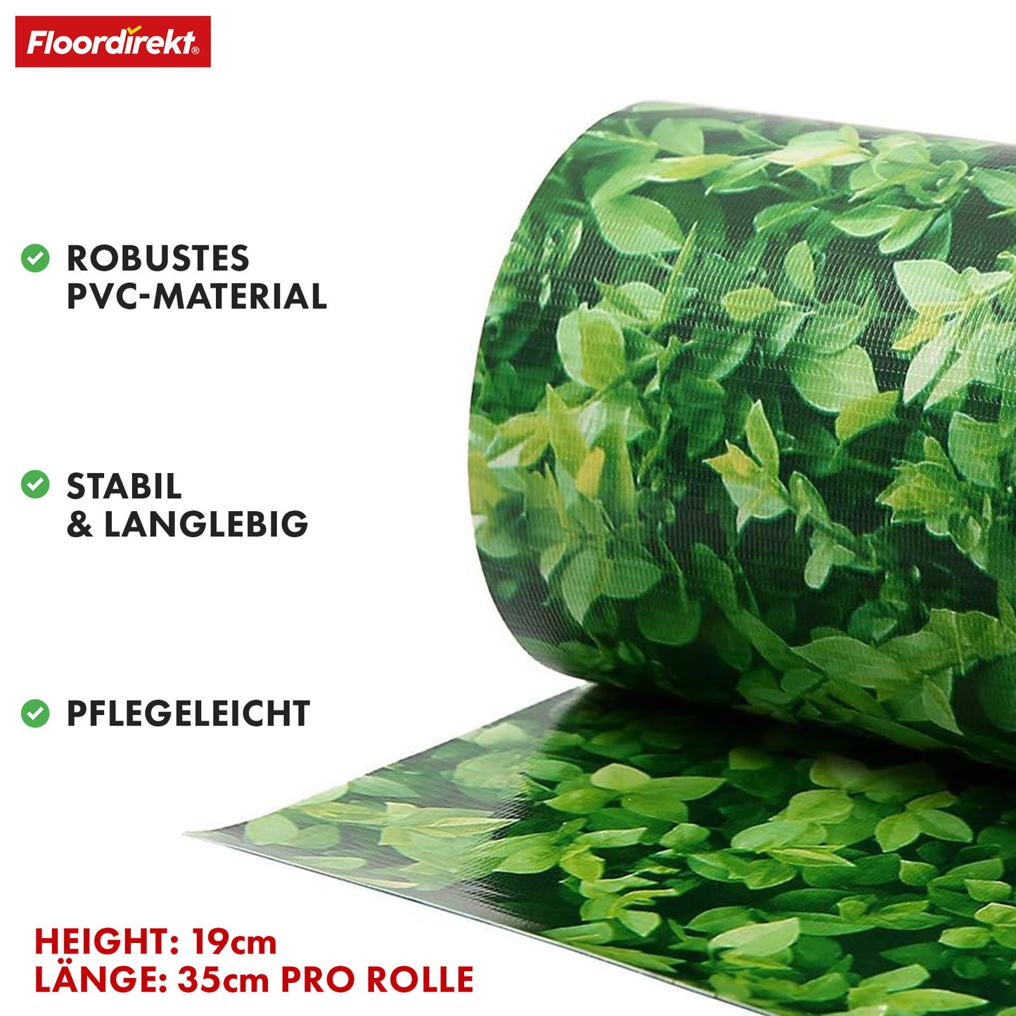 PVC Sichtschutzstreifen für Doppelstabmattenzaun – 35 m Rolle, 19 cm hoch, inkl. 20 Clips, in 3 Farben & 4 Designs erhältlich