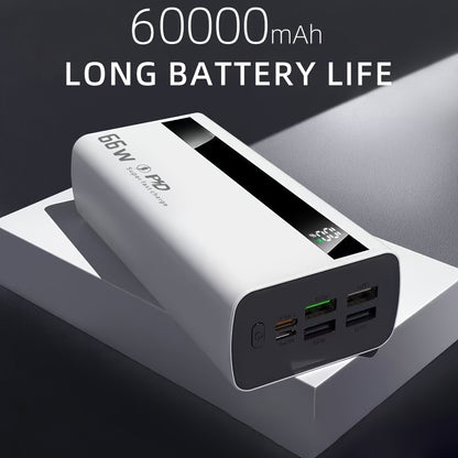 Tragbares Ladegerät mit 60000-mAh-Kapazität, unterstützt bidirektionales Schnellladen, verfügt über ein intelligentes digitales Display, dient als Notstromquelle für Reisen, kann mehrere Geräte gleichzeitig aufladen, geeignet für Handy, Android  digitale
