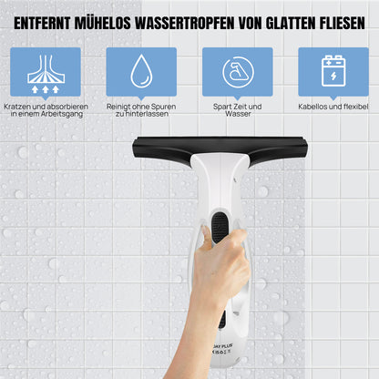 Kabelloser Fensterreiniger 10Kpa 2000mah Akku mit 280mm Wischdüse & 150ml Sprühflasche | Inkl. Mikrofasertuch | 50 Min. Laufzeit | Schnellladefunktion | Streifenfreie Reinigung für Fenster, Fliesen, Spiegel & Duschkabinen | Perfektes Black Friday & Weihna