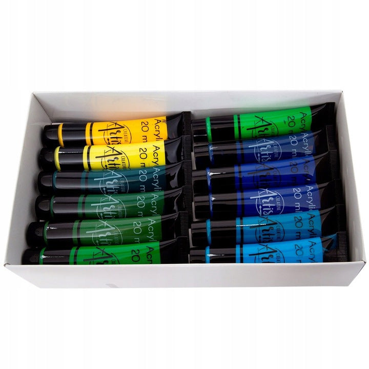 Hochwertiges Acrylfarben-Set, Großes Fassungsvermögen (36 Flaschen x 20 ml), Leuchtende Farben, Einfach zu Mischen, Ungiftig, Hohe Deckkraft, Schnelltrocknend, Wasserfest, Ideal für Profikünstler, Hobbykünstler und Anfänger