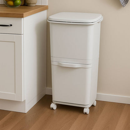 Recyclingbehälter mit Pedal, Rädern und doppeltem Griff 38/42L