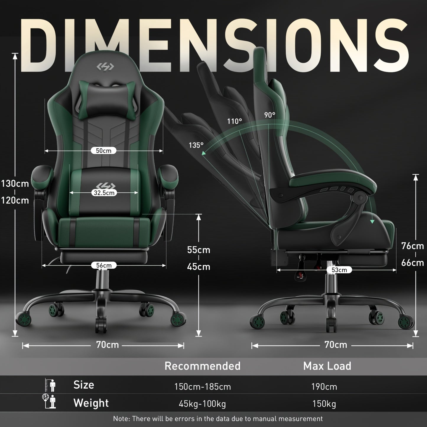 Gaming-Stuhl, ergonomischer Videospiel-Stuhl für Erwachsene, Gamer-Computerstuhl mit Kopfstütze, Massage-Lendenwirbelstütze, drehbarer Bürostuhl
