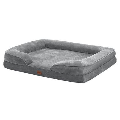 Hundebett Sheena L orthopädisch, waschbar & rutschfest 98x70x17 cm Hundesofa flauschig Hunde Grau Haustierbett Hundesofa