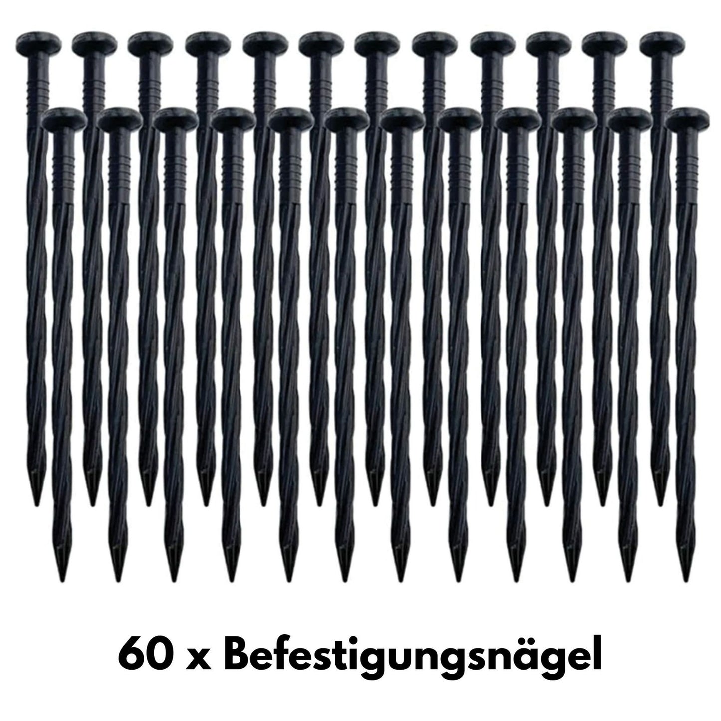 20 m Rasenkante Flexible Gartenkante Höhe 4 cm Kunststoff Rasenbegrenzung Set mit Befestigungsnägeln Robuste Erdanker Schwarz Grasabtrennung Mähkante Gartenrand L-förmige Gartenbarriere Einfache Montage