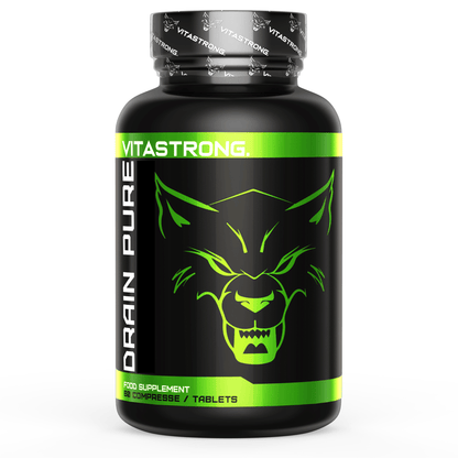 Vitastrong DrainPure, Tägliches Nahrungsergänzungsmittel mit 9 Pflanzenextrakten, Bromelain, Gotu Kola, Löwenzahn, Birke, Schachtelhalm – 60 Vegane Tabletten