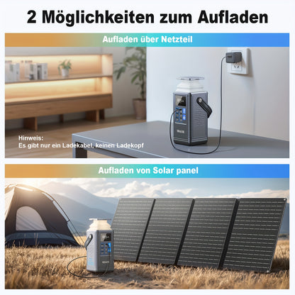 Tragbares Netzteil SBAOH, 80000mAh Solar-Energiespeicher-Netzteil mit Schnellladung, Schnellladung mit einstellbarem LED-Licht, Haushalts-Notstrom-Lithiumbatterie für Outdoor-Reisen und Camping