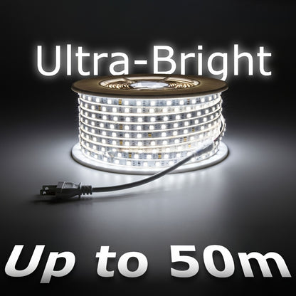 Superhelle AC 220V 230V LED Streifen Lichter | 120 LEDs/m LED Band Klebeband, LED Tape für Außenbereich, Weiß oder Warmweiß für Küche, Garten, Heim Raum Dekoration, Innenbeleuchtung mit EU Stecker | Marke: SETONR, Nicht ferngesteuert