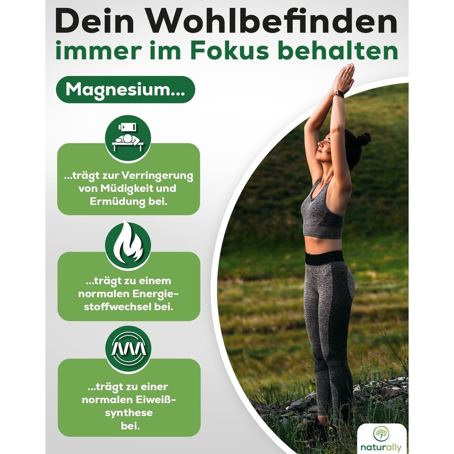 Magnesium Komplex hochdosiert [180 Kapseln] 400mg pro Tagesdosis aus 4 Formen: Magnesiumcitrat, Magnesiummalat, Magnesiumbisglycinat, Magnesiumoxid, vegan von naturally