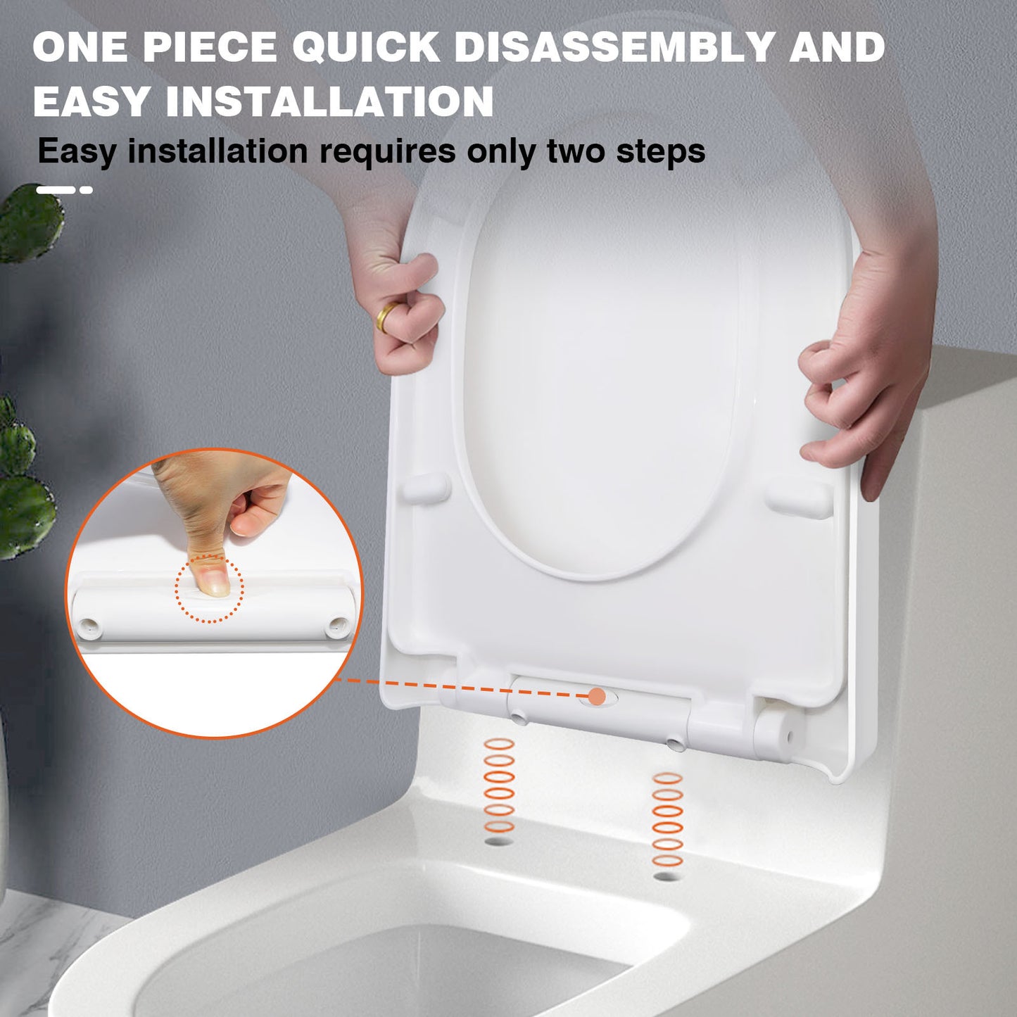 Toilettendeckel mit Absenkautomatik D-Form WC Sitz mit Absenkautomatik -Toilettensitz Quick Release Funktion, Abnehmbar Toilettensitz,Premium Klodeckel aus mit verstellbaren Scharnieren, Klobrille, WC deckel